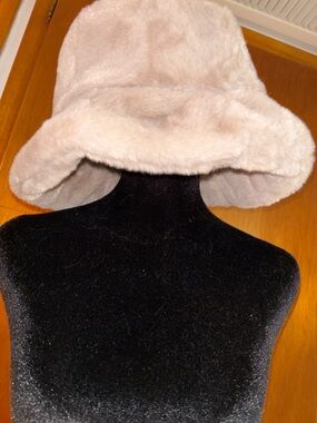 Faux Fur Bucket Hat in Taupe - Women Accessories - Super Soft - New